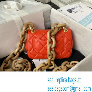 Chanel Lambskin & Wenge Wood Mini Flap Bag AS4165 Red 2023